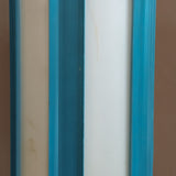 Pair of Rare Vintage Blue and White Striped Plastic Shade Lamps with Marble Base and Ball Pull Chains