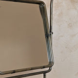 Unique Vintage Postmodern Tilting Metal Tabletop Mirror with Ball Detailing