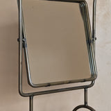 Unique Vintage Postmodern Tilting Metal Tabletop Mirror with Ball Detailing