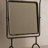 Unique Vintage Postmodern Tilting Metal Tabletop Mirror with Ball Detailing