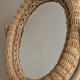 Vintage Wicker Pedestal Tabletop Mirror