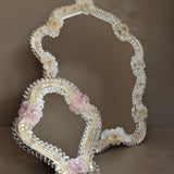 Large Vintage Murano Mirror with Glass Flowers and Stand