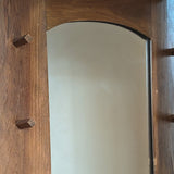 Vintage Wooden Mirror with Drawers, Hooks and Scallop Detailing