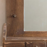 Vintage Wooden Mirror with Drawers, Hooks and Scallop Detailing