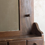 Vintage Wooden Mirror with Drawers, Hooks and Scallop Detailing