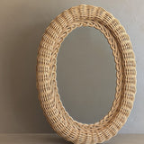 Petite Vintage Oval Wicker Mirror