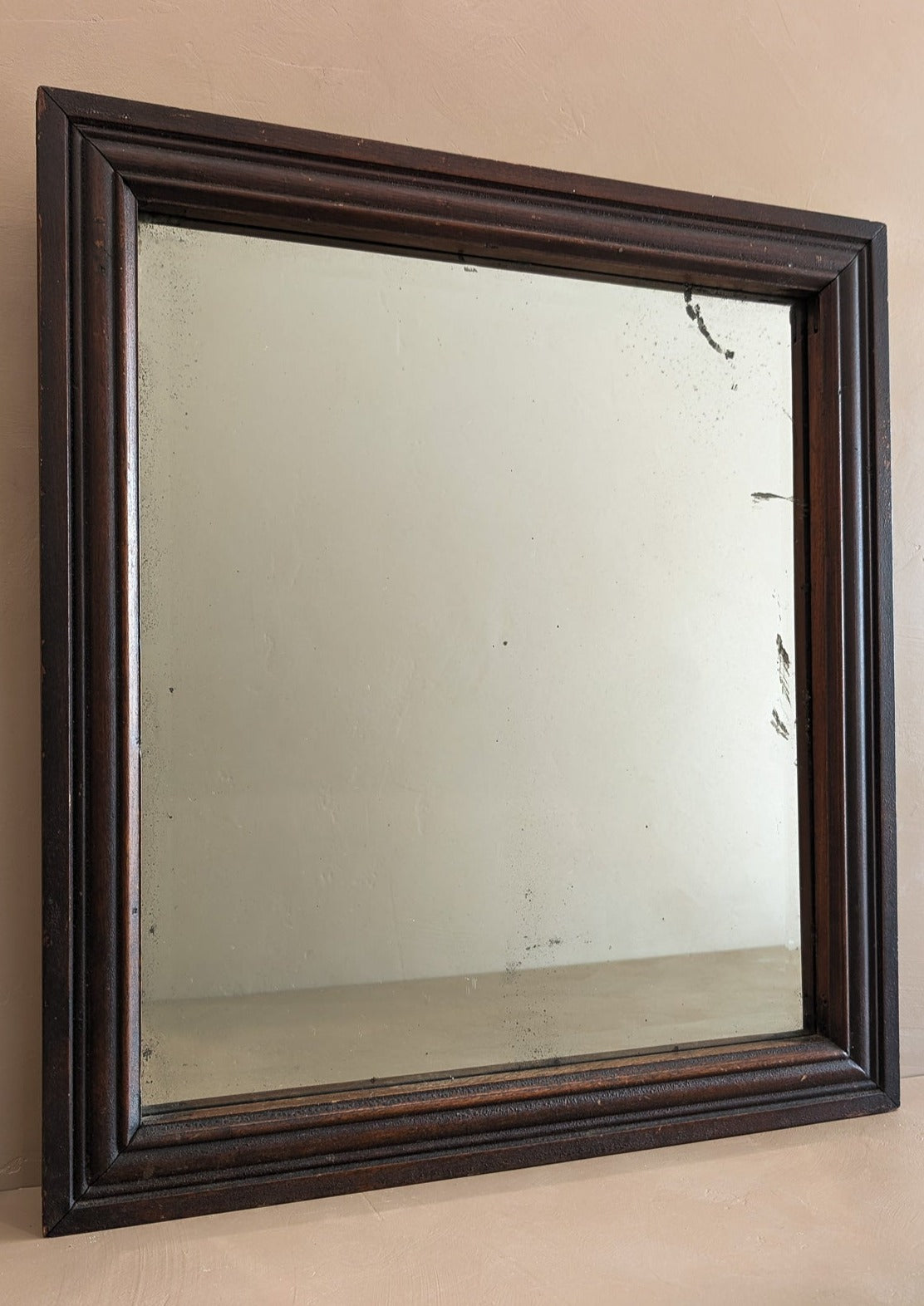 Vintage Dark Wooden Rectangular Mirror