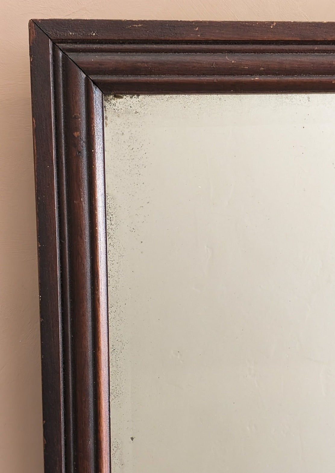 Vintage Dark Wooden Rectangular Mirror