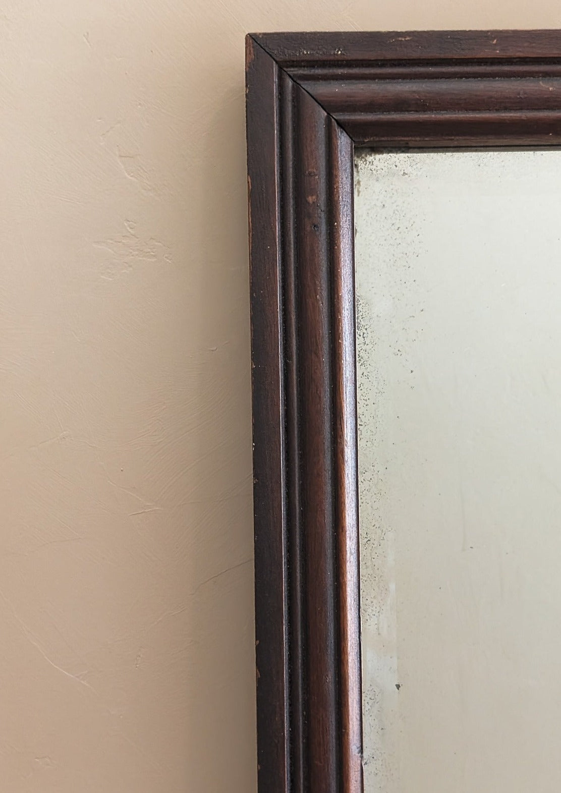 Vintage Dark Wooden Rectangular Mirror