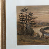 Original Signed and Framed Watercolor Landscape Painting by M. Cushing