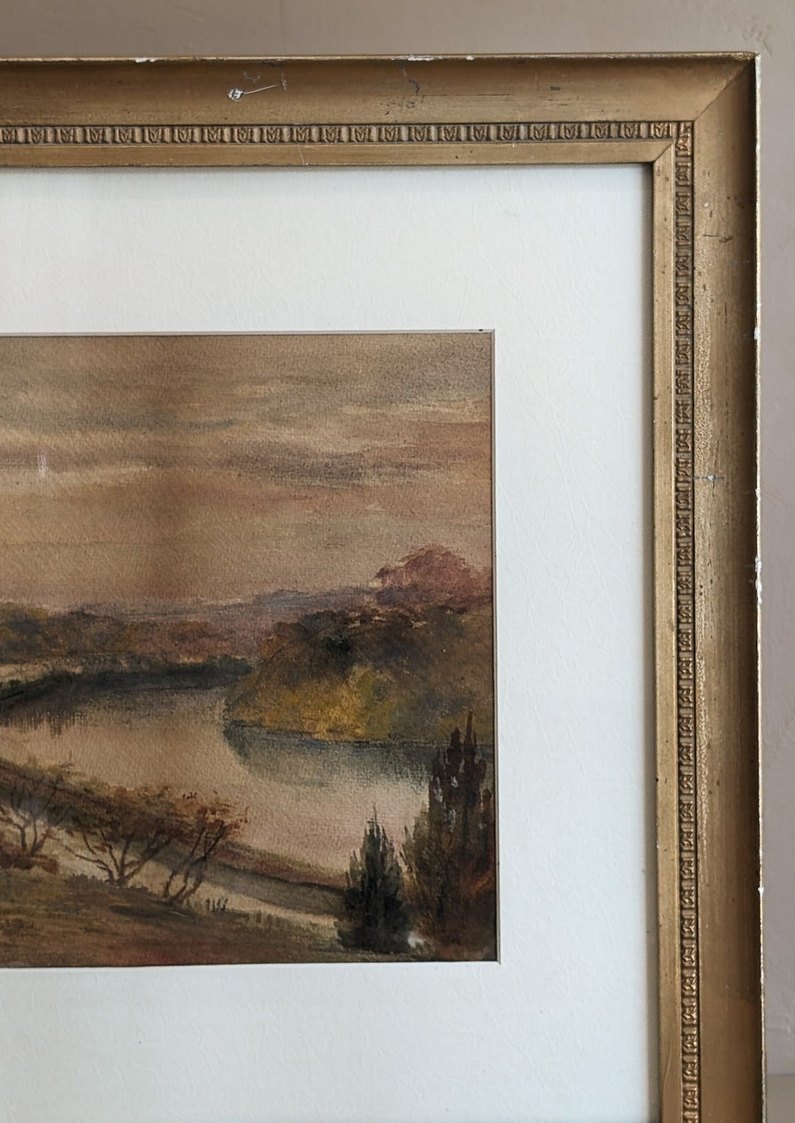 Original Signed and Framed Watercolor Landscape Painting by M. Cushing