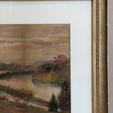 Original Signed and Framed Watercolor Landscape Painting by M. Cushing