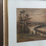 Original Signed and Framed Watercolor Landscape Painting by M. Cushing