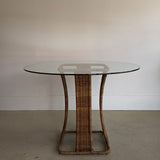 Vintage Wicker and Glass Dining Table