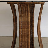 Vintage Wicker and Glass Dining Table