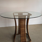 Vintage Wicker and Glass Dining Table