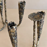 Pair of Vintage Paul Evans-Style Brutalist Brass Candelabras