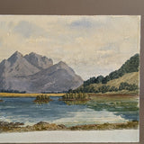 Antique Early 1900s European Watercolor Landscape Painting of Scottish Loch Leven on Paper