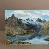 Antique Early 1900s European Watercolor Landscape Painting of Scottish Loch Coruisk on Paper