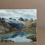 Antique Early 1900s European Watercolor Landscape Painting of Scottish Loch Coruisk on Paper