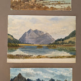 Antique Early 1900s European Watercolor Landscape Painting of Scottish Loch Leven on Paper