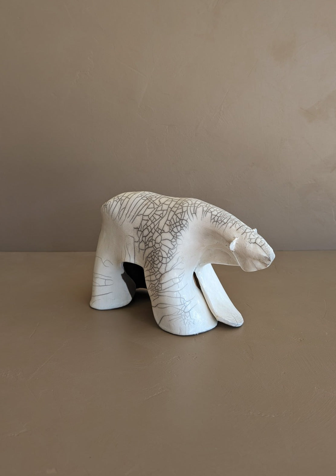 Signed Raku Studio Pottery Polar Bear