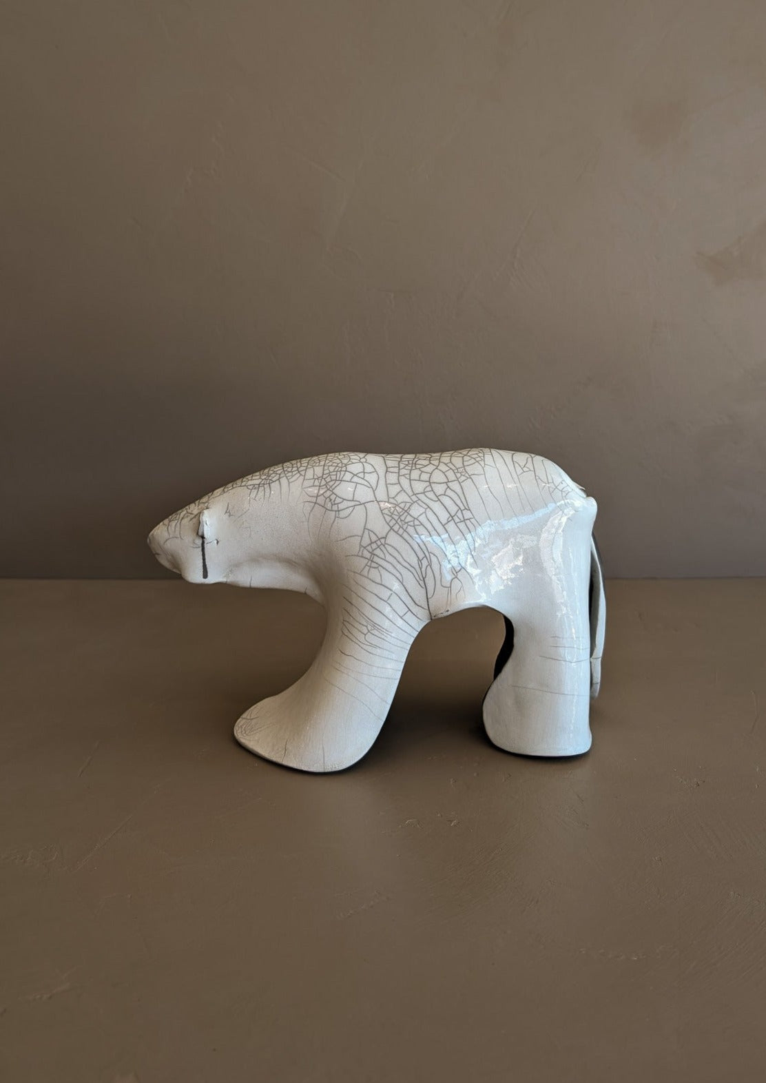 Signed Raku Studio Pottery Polar Bear