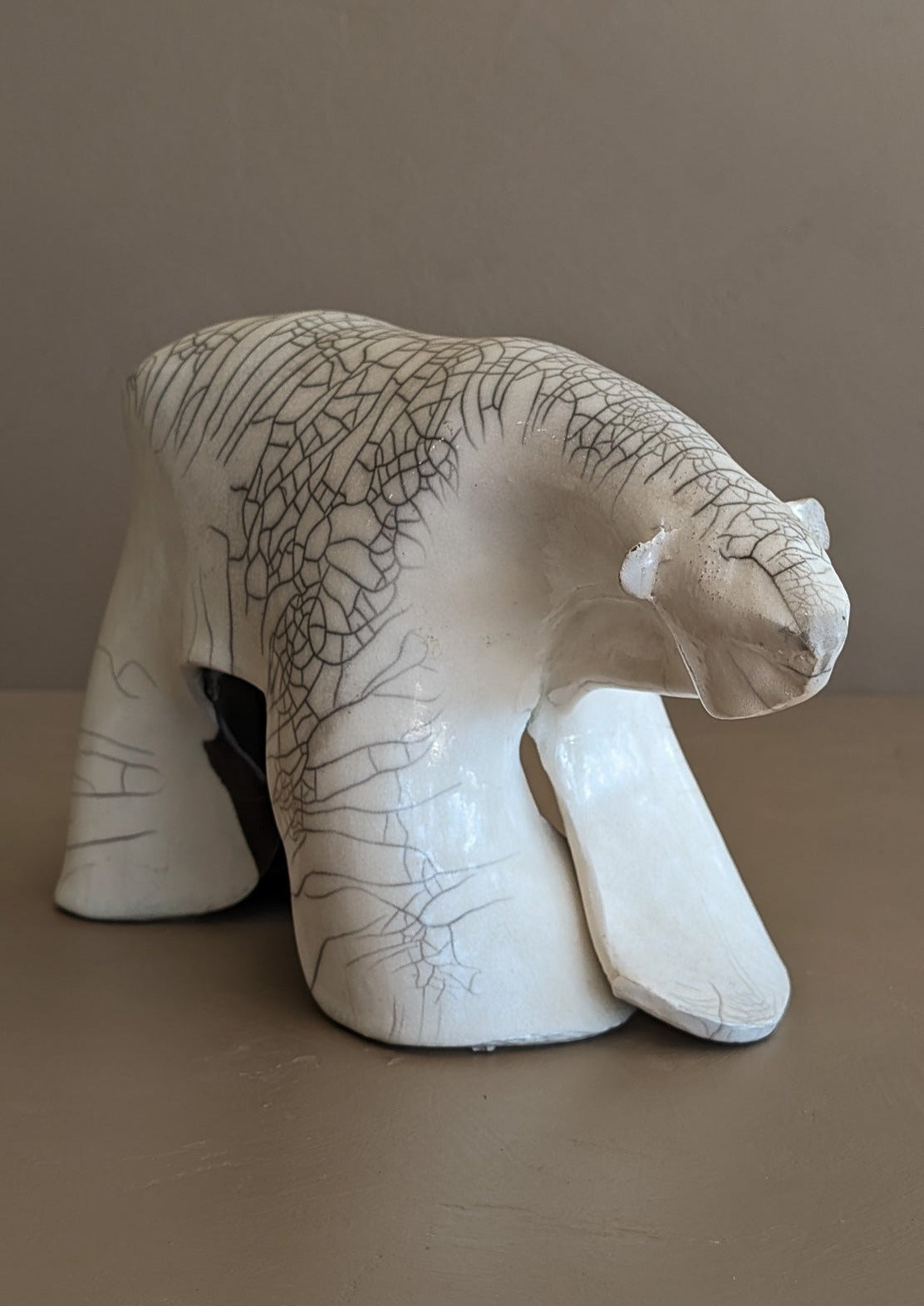 Signed Raku Studio Pottery Polar Bear