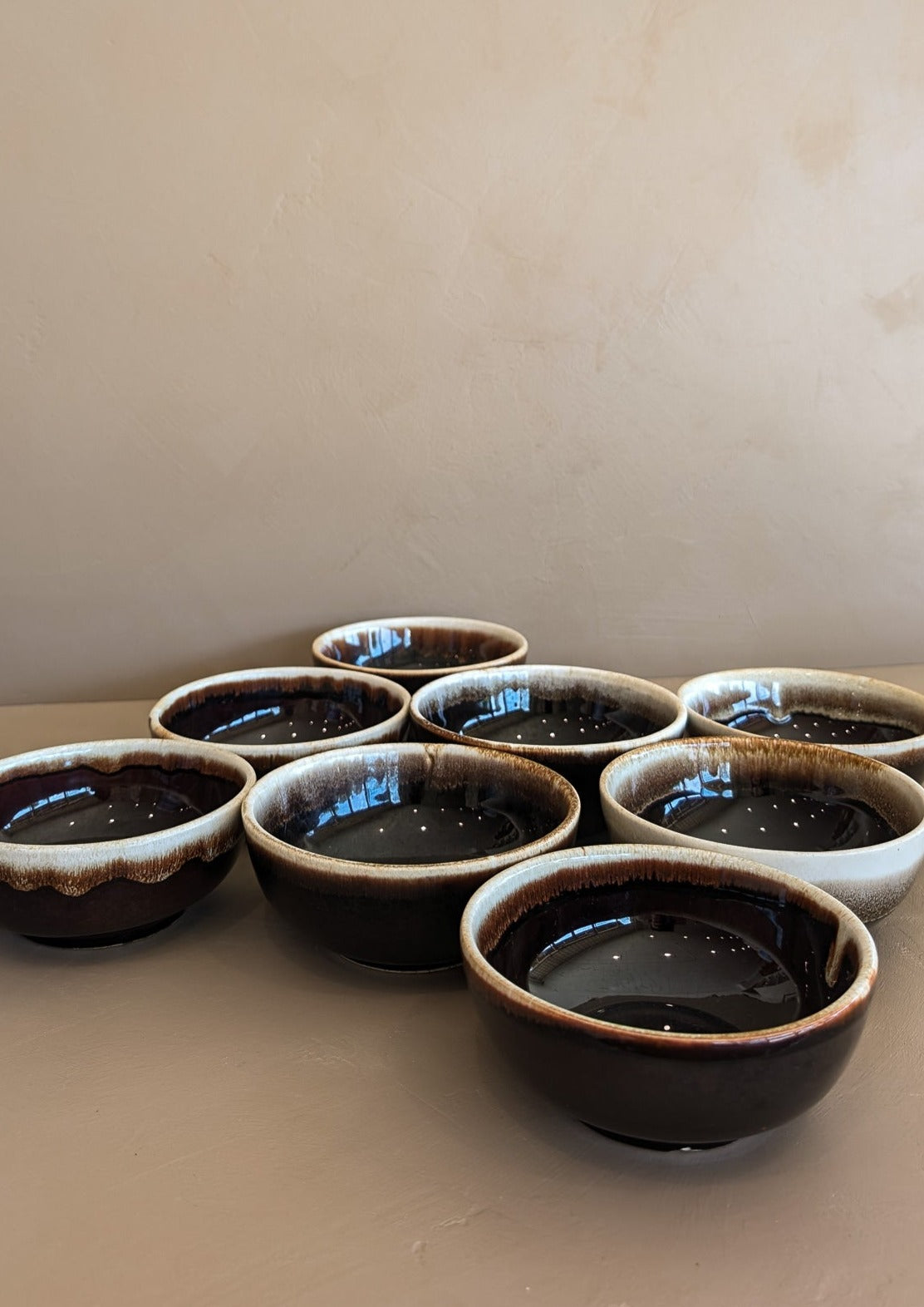 Vintage Pfaltzgraff Brown and White Drip Glaze Bowls