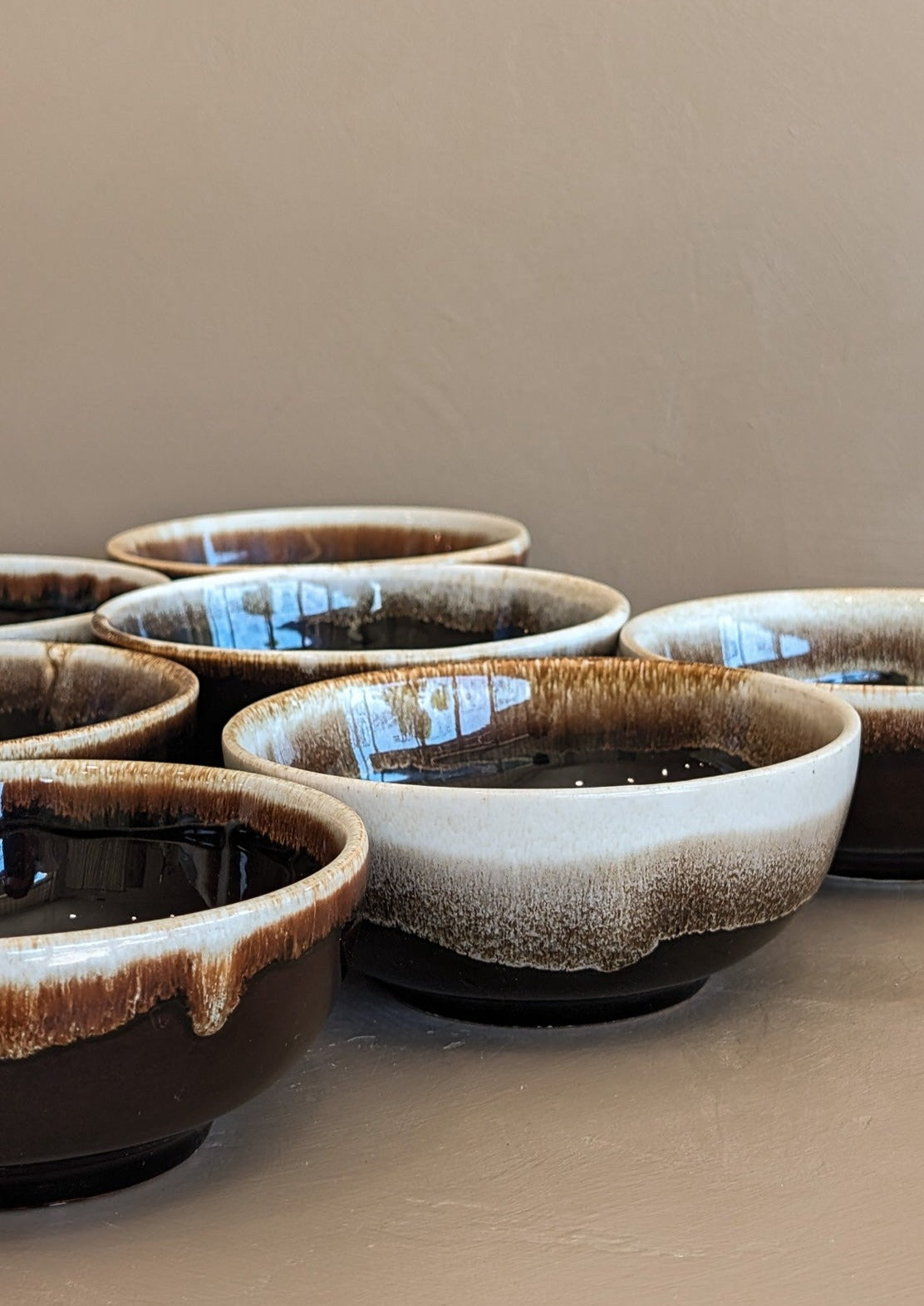 Vintage Pfaltzgraff Brown and White Drip Glaze Bowls