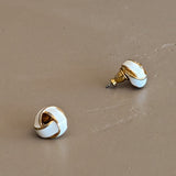 Pair of Vintage White and Gold-Tone Knot Costume Jewelry Earrings