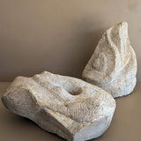 Pair of Heavy Hand-carved Abstract Biomorphic Stone Sculptures