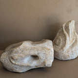 Pair of Heavy Hand-carved Abstract Biomorphic Stone Sculptures