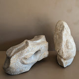 Pair of Heavy Hand-carved Abstract Biomorphic Stone Sculptures