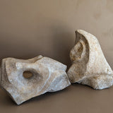 Pair of Heavy Hand-carved Abstract Biomorphic Stone Sculptures