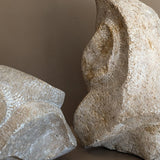 Pair of Heavy Hand-carved Abstract Biomorphic Stone Sculptures