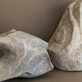 Pair of Heavy Hand-carved Abstract Biomorphic Stone Sculptures