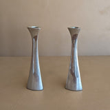 Pair of Vintage Modernist Silver Candleholders