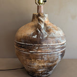 Large Vintage Neutral Textured Amphora-Style Plaster Lamp