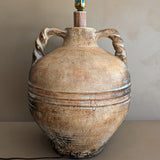 Large Vintage Neutral Textured Amphora-Style Plaster Lamp