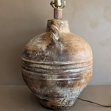 Large Vintage Neutral Textured Amphora-Style Plaster Lamp