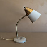 White and Gold Midcentury Gooseneck Desk Lamp