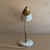 White and Gold Midcentury Gooseneck Desk Lamp