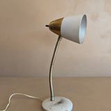 White and Gold Midcentury Gooseneck Desk Lamp