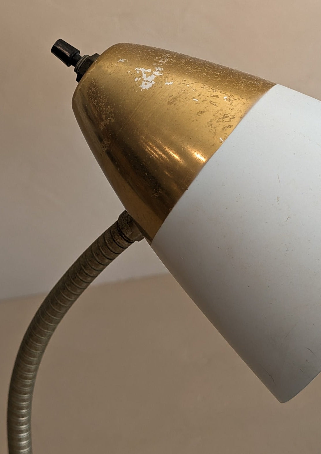 White and Gold Midcentury Gooseneck Desk Lamp