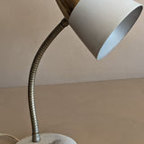 White and Gold Midcentury Gooseneck Desk Lamp