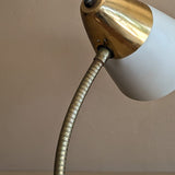 White and Gold Midcentury Gooseneck Desk Lamp