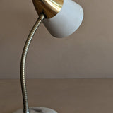 White and Gold Midcentury Gooseneck Desk Lamp