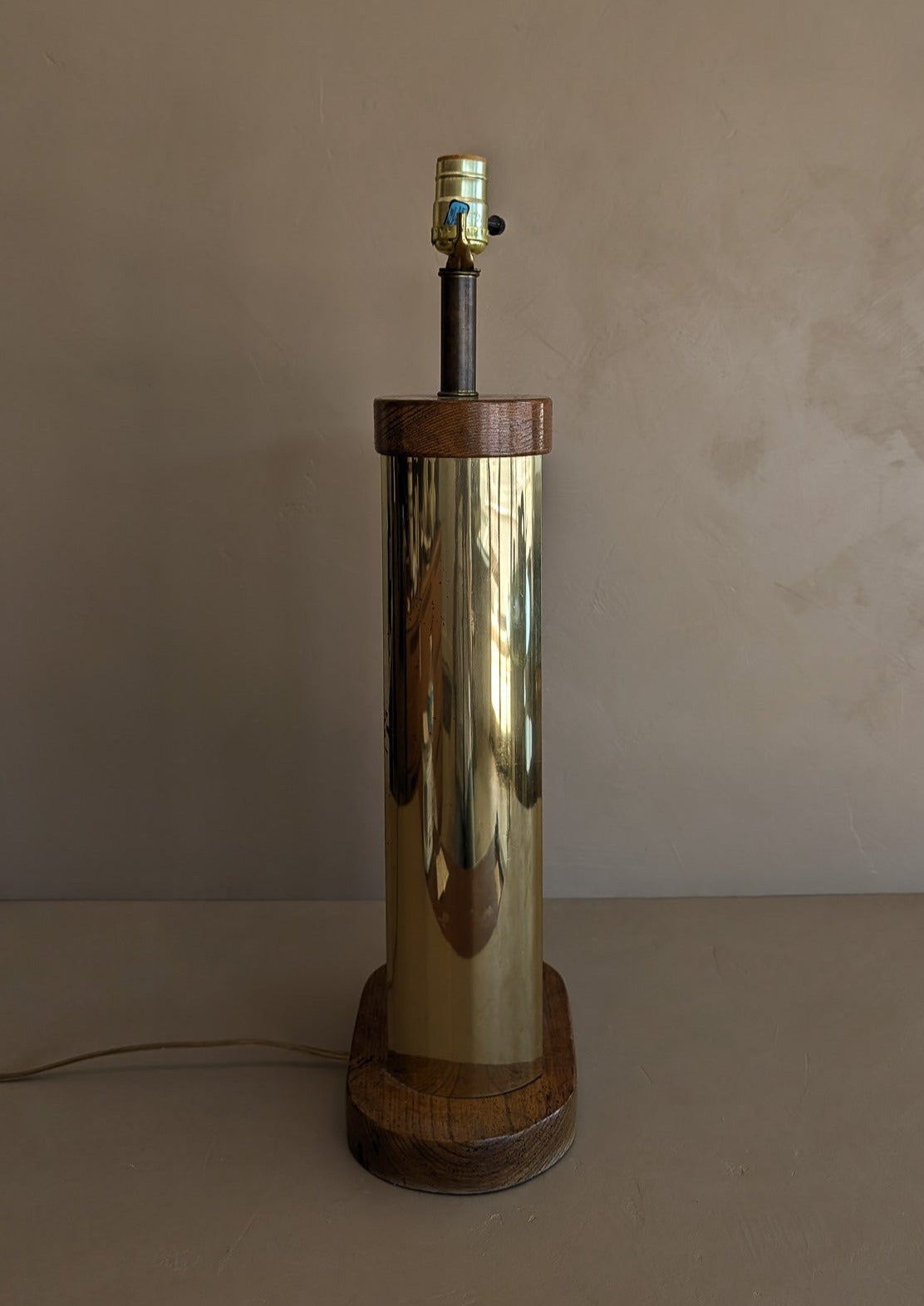 Unique Vintage Wooden Lamp with Gold Side Trim