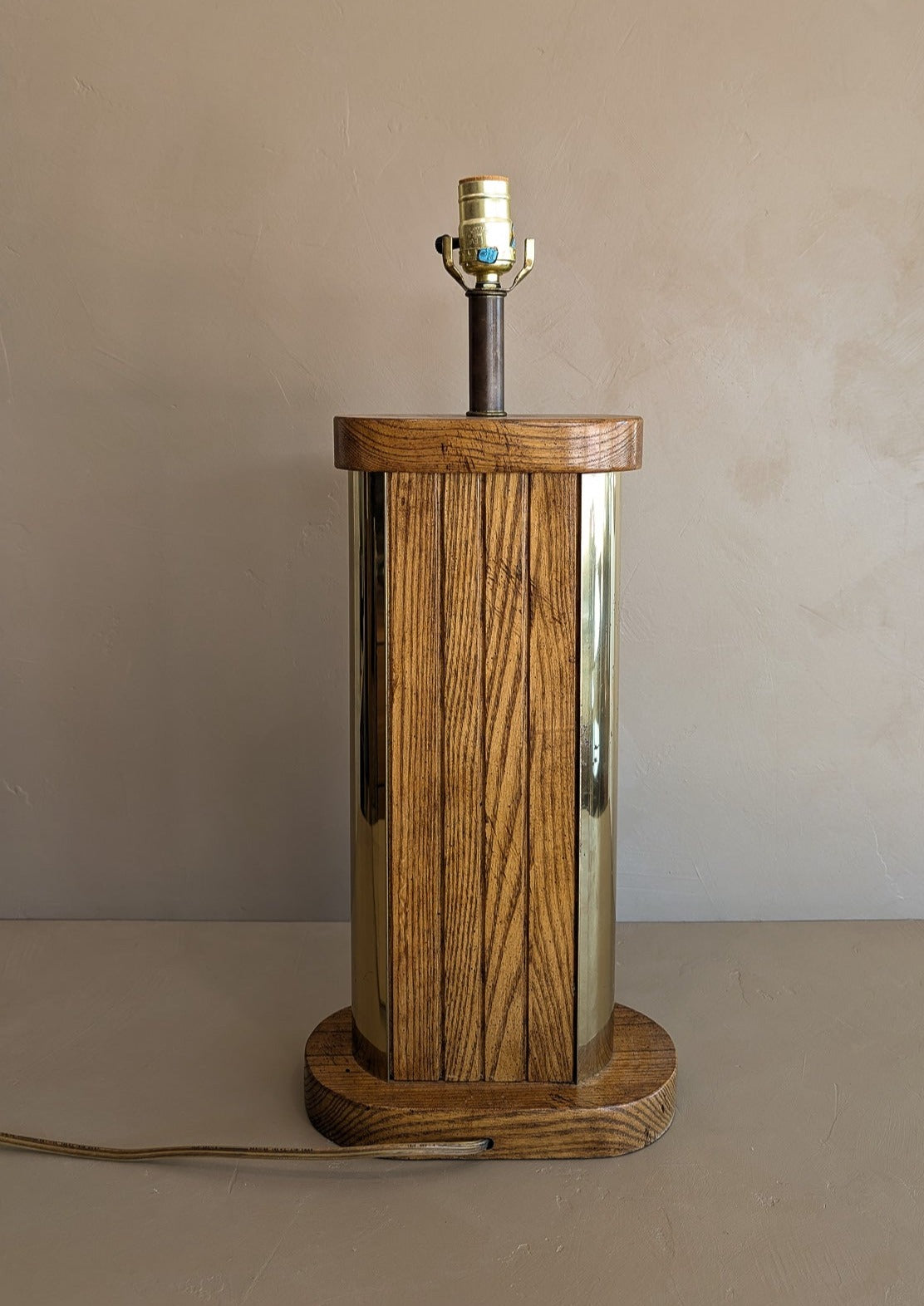 Unique Vintage Wooden Lamp with Gold Side Trim